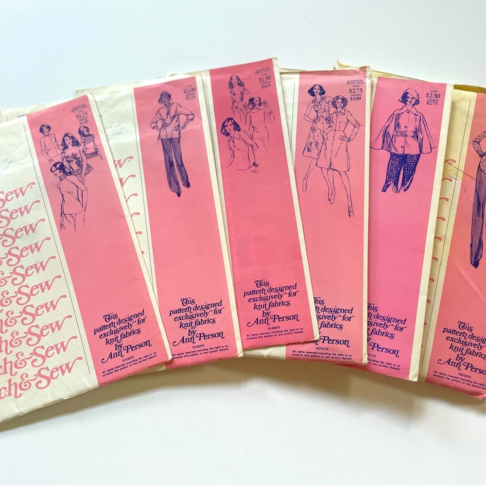 Lot 6 Ann Person garment womens clothes patterns 1970s cape blouse top dress
